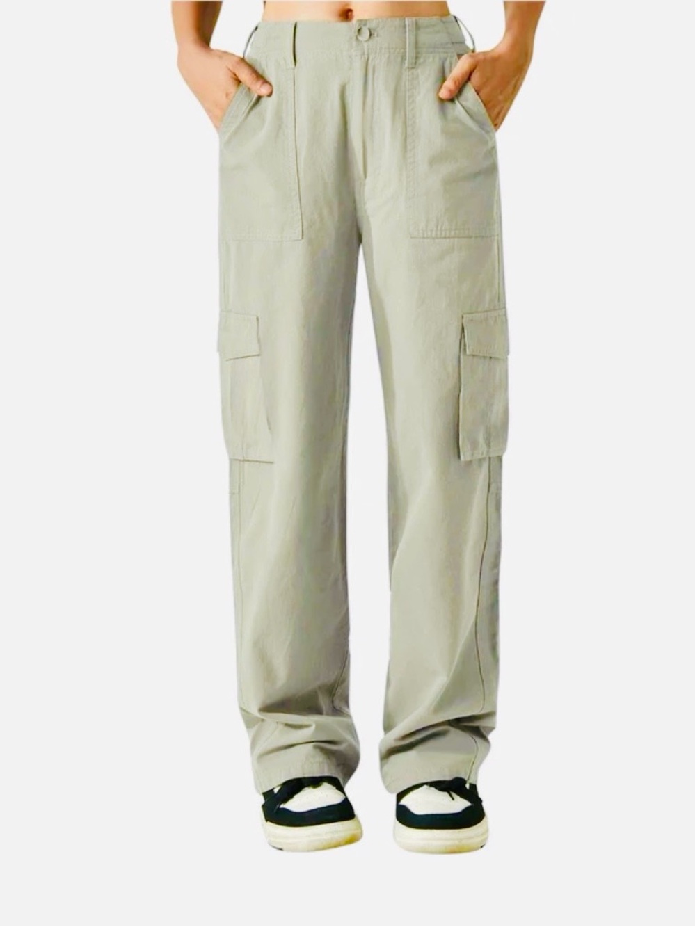 Elodie Wide Leg Cargo Pants, Sage, Large